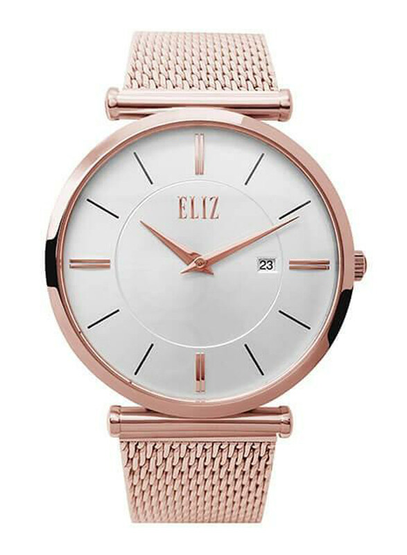

Eliz Mahal Analog Watch for Men with Milanese Mesh Band, Water Resistant, ES8635G2RWR, Rose Gold-Silver