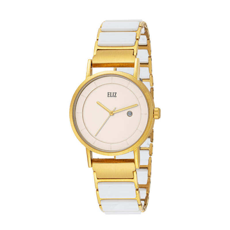 

ELIZ ES8855L4GWW Metal Case & SS/Ceramic Band Calendar Women's Watch