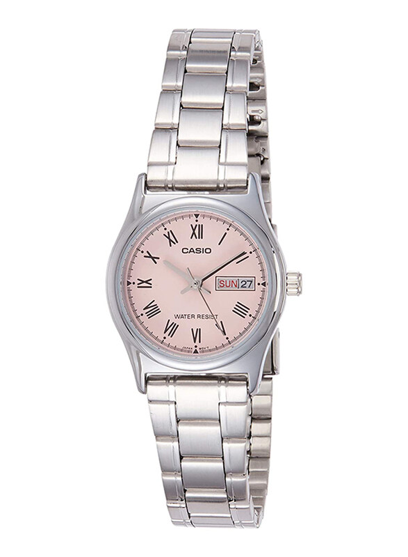

Casio Dress Analog Watch for Women with Stainless Steel Band, Water Resistant, LTP-V006D-4B, Silver-Pink