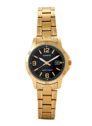 Casio Dress Analog Watch for Women with Stainless Steel Band, Water Resistant, LTP-V004G-1BUDF, Gold-Black