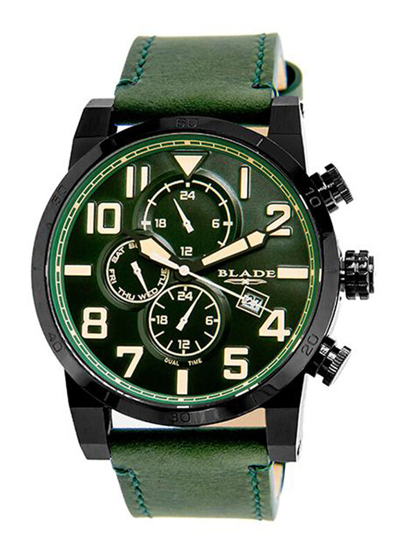 

Blade Centurion Analog Watch for Men with Leather Band, Water Resistant and Chronograph, 3546G1NEE, Green