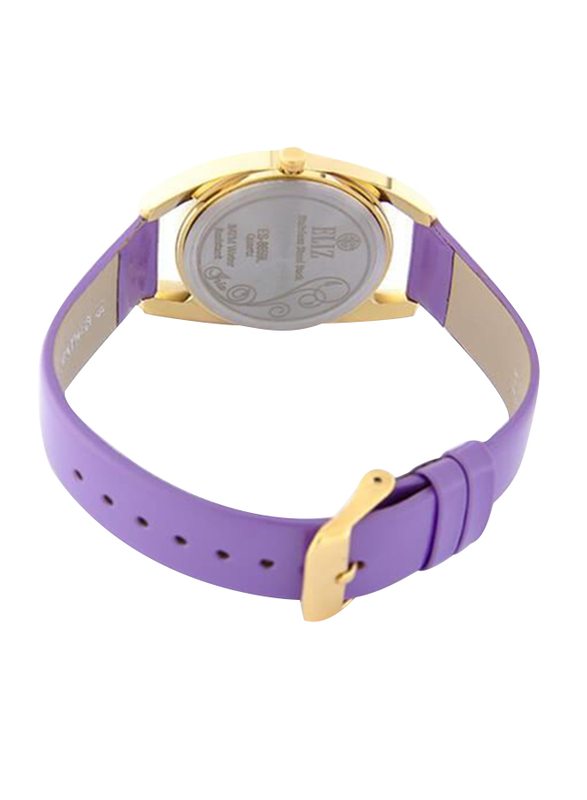 Eliz Analog Watch for Women with Leather Band, Water Resistant, ES8659L1GCV, Purple-Champagne