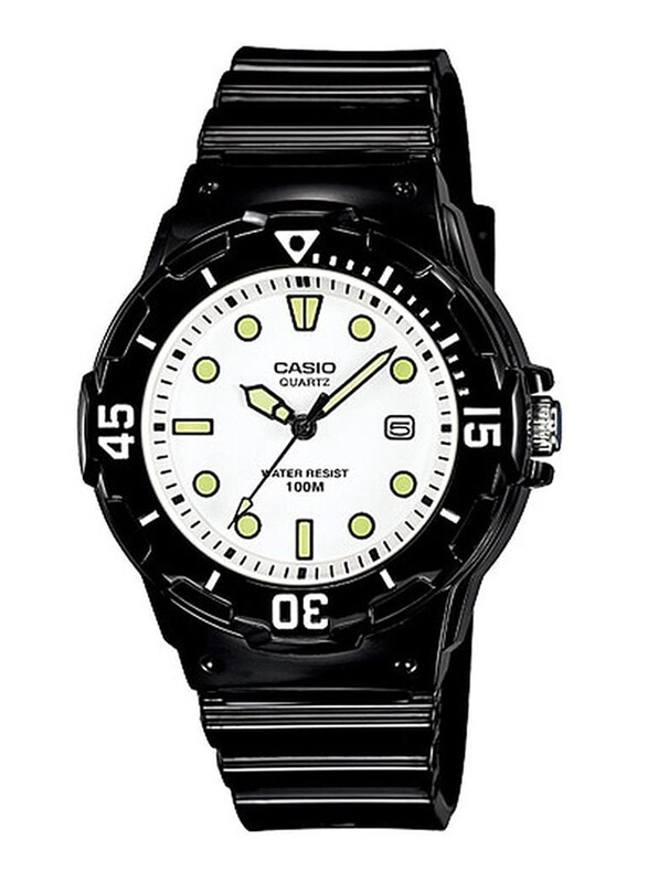 

Casio Youth Analog Watch for Women with Resin Band, Water Resistant, LRW-200H-7E1, Black-White