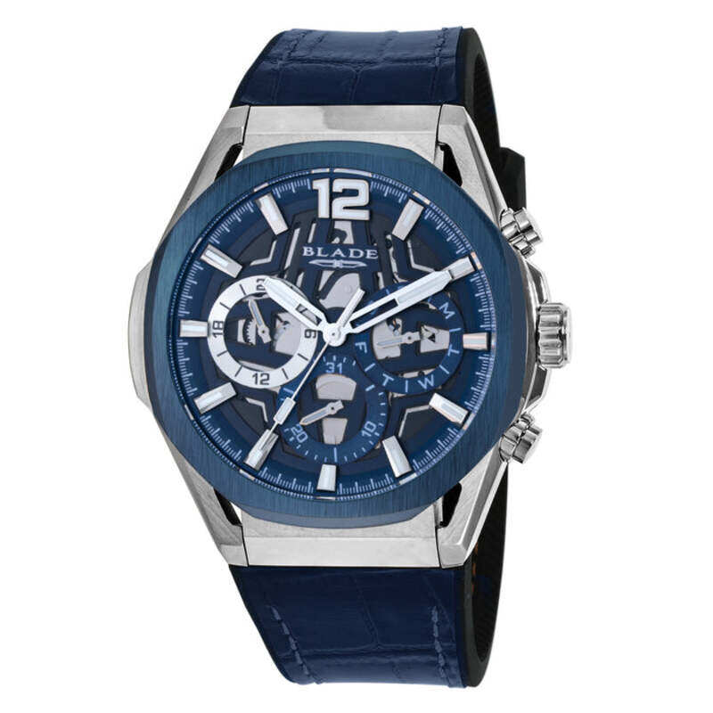 

BLADE Elevate Navy 3651G9ZBB SS & Leather/ Silicone Strap Multifunction Men's Watch