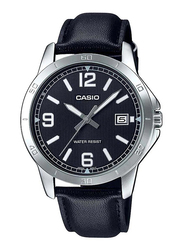 Casio Dress Analog Watch for Women with Leather Band, Water Resistant, LTP-V004L-1BUDF, Black