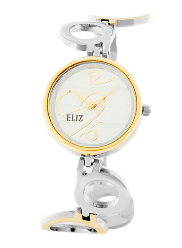 

Eliz Analog Watch for Women with Stainless Steel Band, Water Resistant, ES8652L2TWT, Silver/Gold-White