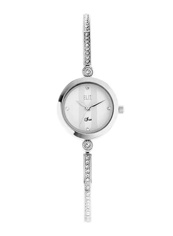 Eliz Iris Analog Watch for Women with Stainless Steel Band, Water Resistant, ES8640L2SWS, Silver-White/Silver