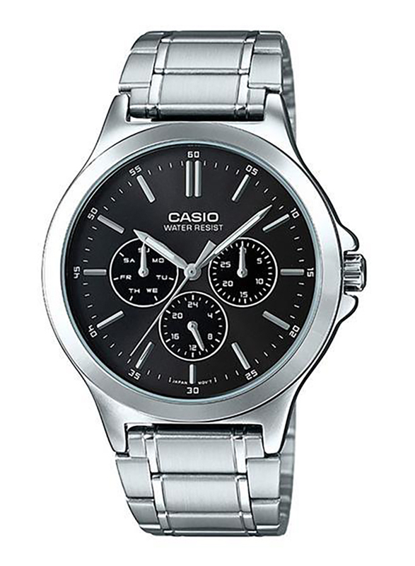 

Casio Analog Watch for Men with Stainless Steel Band, Water Resistant and Chronograph, MTP-V300D-1A, Silver-Black