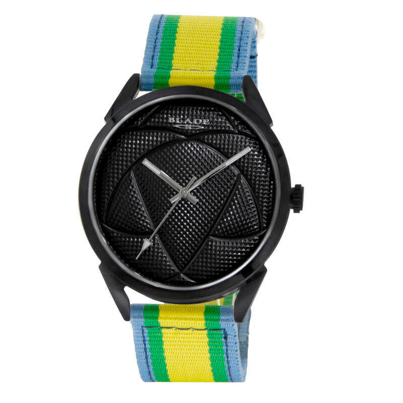 

BLADE Retro Futbol Yellow-Green-Blue 3697GNN6B SS & Nylon 3-Hands Unisex Watch