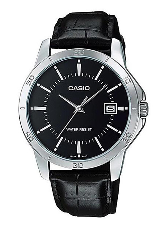 

Casio Analog Watch for Men with Leather Band, Water Resistant, MTP-V004L-1A, Black