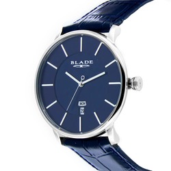 BLADE Sphere Navy 3650G1SBB SS & Leather Day-Date Men's Watch