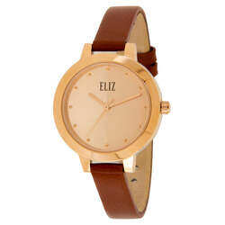 ELIZ ES8748L1RPR SS Caseback & Leather 3-Hands Women's Watch