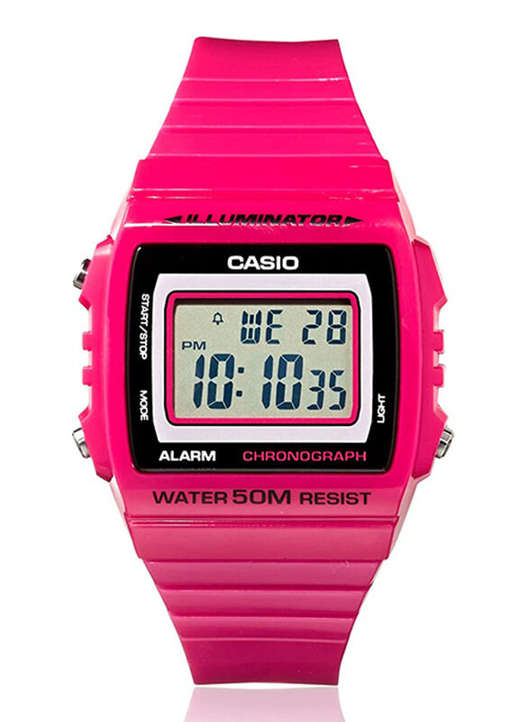 

Casio Digital Watch Kids Unisex with Resin Band, Water Resistant, W215H-4A, Pink-Grey