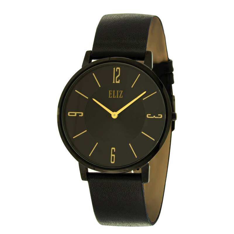 

ELIZ ES8729G1SNN SS & Leather 3-Hands Men's Watch