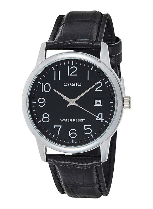 

Casio Analog Watch for Men with Leather Band, Water Resistant, MTP-V002L-1B, Black