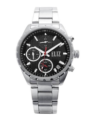Eliz Analog Watch for Women with Stainless Steel Band, Water Resistant and Chronograph, ES8678L2SNS, Silver-Black/White