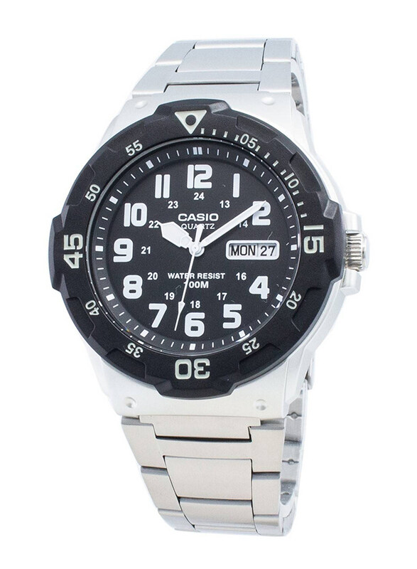 

Casio Analog Watch for Men with Stainless Steel Band, Water Resistant, MRW-200HD-7B, Silver-Black/White