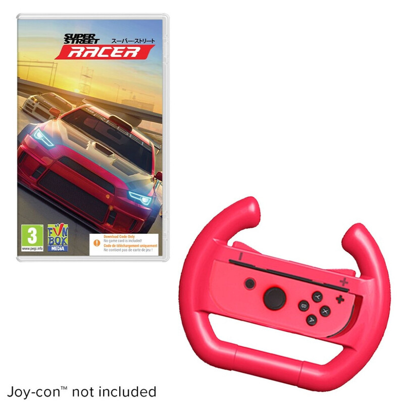 Nintendo Switch Super Street Racer Game Bundle with Steering Accessory and Taunt Cards