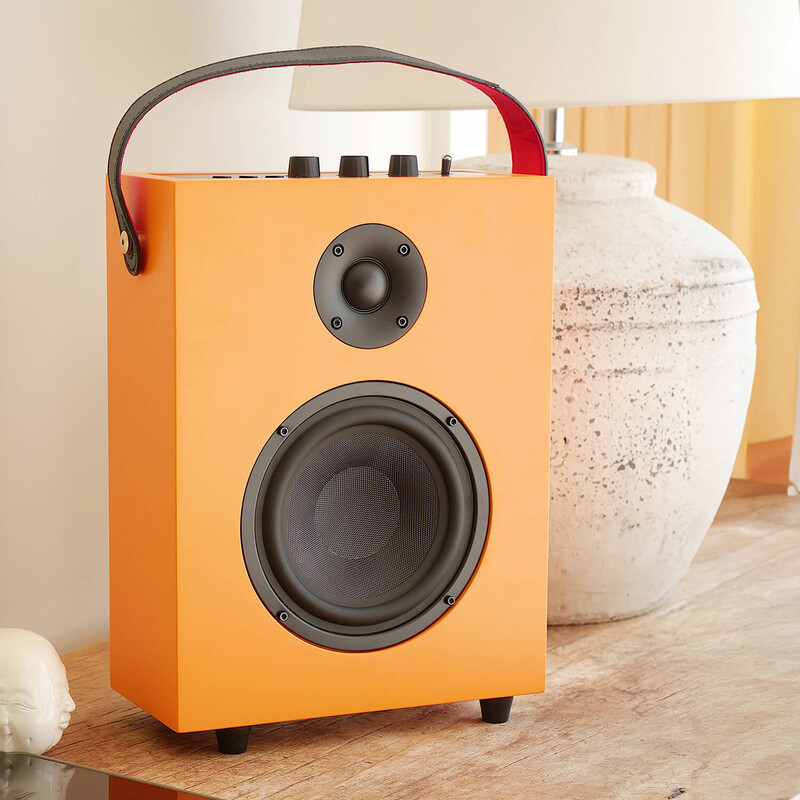 Redefy Luxury Wireless Speaker Premium Sound Bluetooth Wireless Connectivity Removable Front Cover Vibrant Colors Sturdy Feel with High Fidelity Speaker Sound Portable Aesthetic Home Decor (Orange)