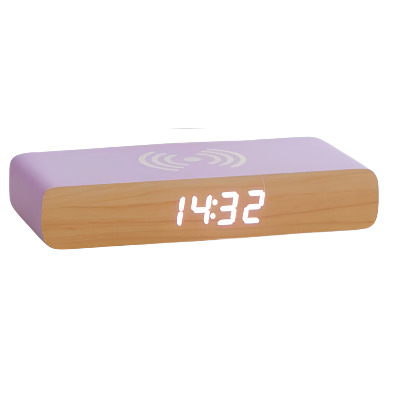 Steepletone Wireless Charger and Beside Alarm Clock Digital Display Vibrant Colors Home Decor (Purple)