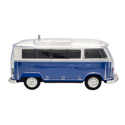 Steepletone Old Retro Camper Van Style Bluetooth Speaker, Compact FM Radio, Portable Audio, Rechargeable, Music Streaming MP3 (USB,SD), Color changing LED Lights, Vintage Novelty Gift Decor (Blue)