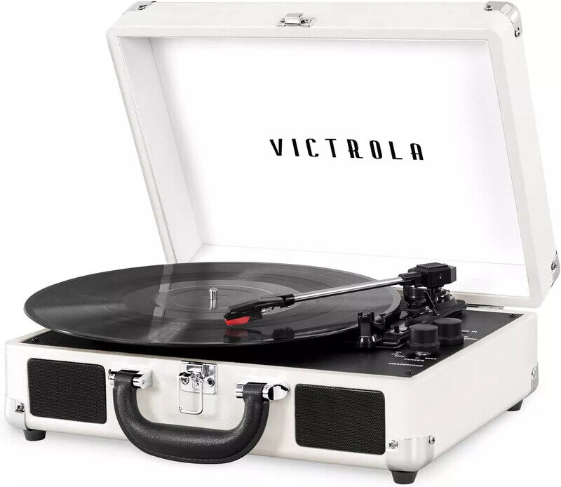 

Victrola Journey Vintage Bluetooth Suitcase Vinyl Record Player Portable 3-Speed LP Turntable with Built-in Stereo Speakers Aux-In RCA Out Elegant Col