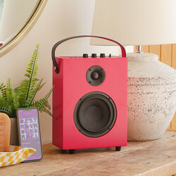Redefy Luxury Wireless Speaker Premium Sound Bluetooth Wireless Connectivity Removable Front Cover Vibrant Colors Sturdy Feel with High Fidelity Speaker Sound Portable Aesthetic Home Decor (Red)