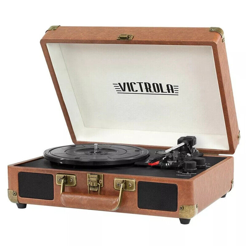 

Victrola Journey Vintage Bluetooth Suitcase Vinyl Record Player Portable 3-Speed LP Turntable with Built-in Stereo Speakers Aux-In RCA Out Elegant Col