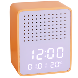 Steepletone Rise Play Digital Alarm Clock Bluetooth Speaker Customizable Display Temperature Reading Home Decor (Orange)