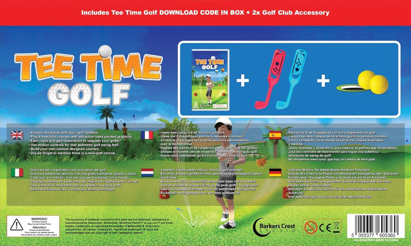 Tee Time Golf Nintendo Switch Game Bundle with 2 Golf Club Accessories and 2 Golf Balls Included Complete Family Fun Download Code Only No Physical Card