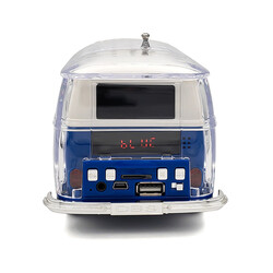 Steepletone Old Retro Camper Van Style Bluetooth Speaker, Compact FM Radio, Portable Audio, Rechargeable, Music Streaming MP3 (USB,SD), Color changing LED Lights, Vintage Novelty Gift Decor (Blue)