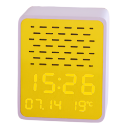 Steepletone Rise Play Digital Alarm Clock Bluetooth Speaker Customizable Display Temperature Reading Home Decor (Purple)