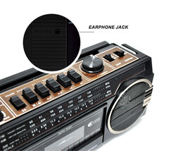 Echo Audio Retro Blast Cassette Player Bluetooth Boombox, AM/FM/SW Radio, Two Speakers, Voice Recorder, Headphone Jack, Play USB / SD Card  (Black)