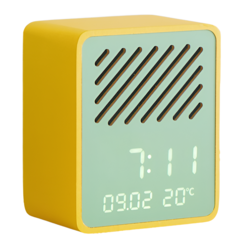 Steepletone Rise Play Digital Alarm Clock Bluetooth Speaker Customizable Display Temperature Reading Home Decor (Yellow)