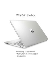 HP Notebook 15-dy1091 Laptop, 15.6" HD Display, Intel Core i3 10th Gen 1.2GHz, 256 SSD, 8GB RAM, Intel UHD Graphics, EN KB, Win10, 1F8Z8UA#ABA, Silver