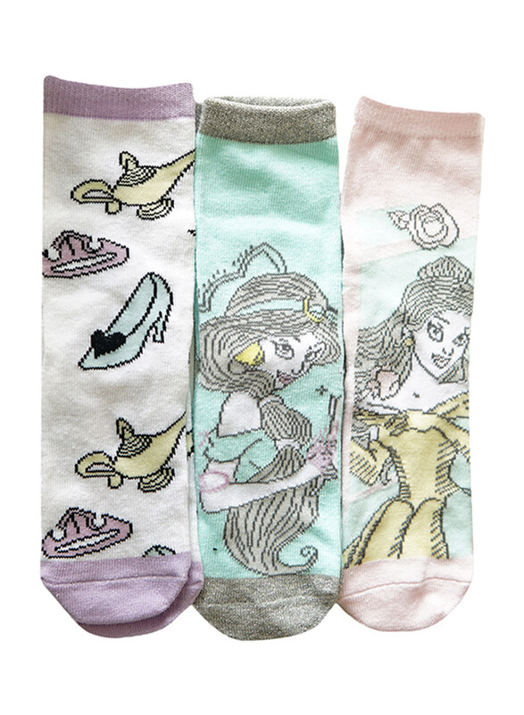 

Disney Princess Ardit 01 Crew Socks Set for Girls, 3 Pieces, 3-6 Years, Multicolor