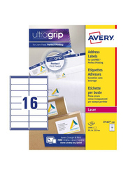 Avery L7162-100 Self Adhesive Address Mailing Labels with Ultragrip Technology, 16 x 100 Pieces, Clear