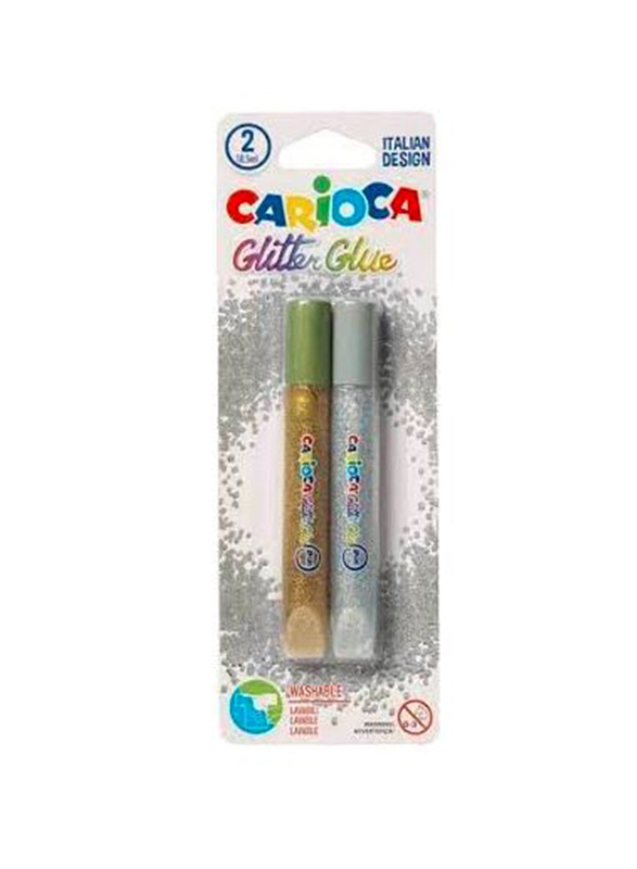 Carioca Glitter Glue Set, 2 Pieces, Silver/Gold