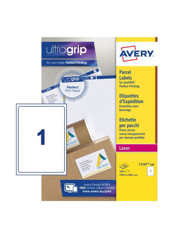 Avery L7167-100 Self Adhesive Parcel Shipping Labels with Block Out Technology, 100 Pieces, Clear