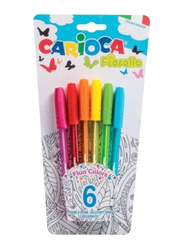 Carioca 6-Piece Fiorella Blister Ballpoint Pen Set, Multicolour