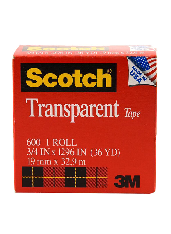 

3M Scotch 600 Transparent Tape, 19mm x 32.9 meters, Red