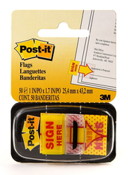 3M Post-It 680-9 Sign Here Tape Flag, 25.4 x 43.2mm, 50 Sheets, Multicolor