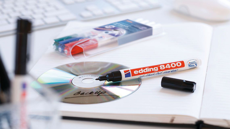 Edding E-8400 CD/DVD/BD Permanent Marker With Fine Soft Bullet Nib, Blue