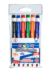 Carioca 6-Piece Wallet White Board Marker Set with Clip, Multicolour