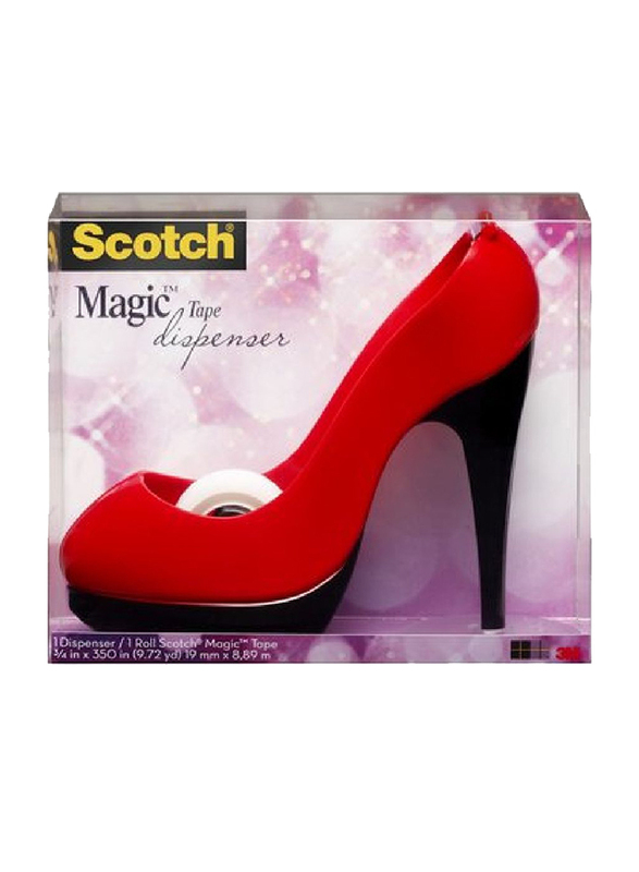 3M Scotch Shoe Shape Dispenser with Scotch Magic Tape, Red