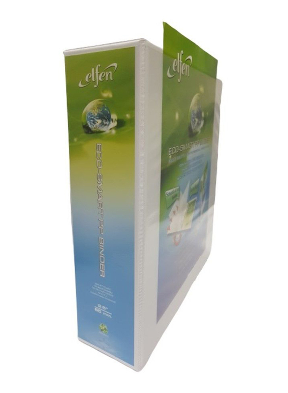 Elfen Eco-Smart 2 9265D PVC Ring Binder with 2.5-inch Spine, White