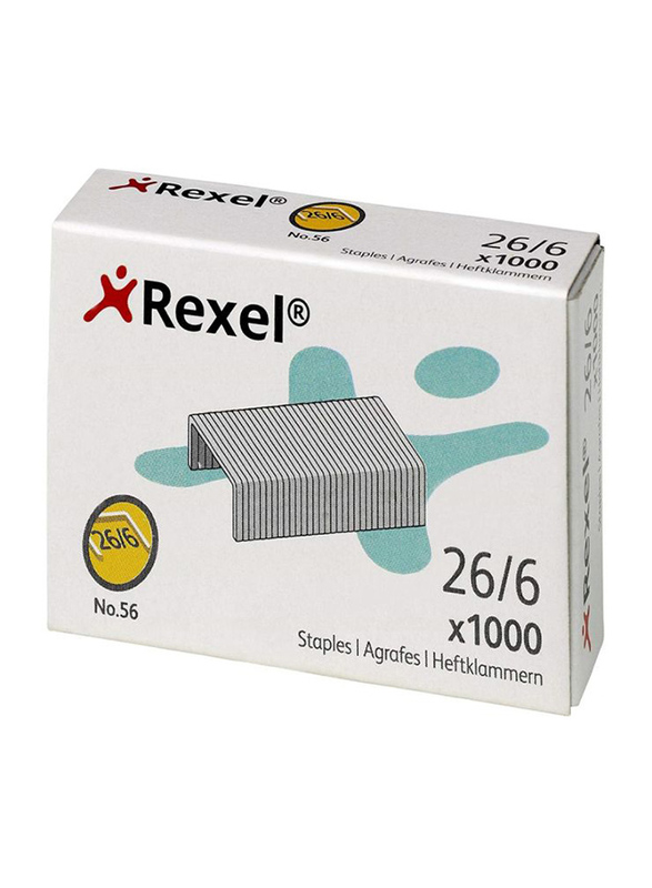 Rexel 06131 NO. 56 Staples, 6mm, 1000 Pieces, Silver