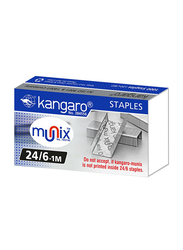 Kangaro 24/6 Munix Staple Pins, 1mm, 1000 Pieces, Silver