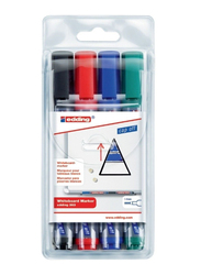 Edding E-363/ 4 S White Board Marker with Chisel Nib, 4 Pieces, Black/Red/Blue/Green