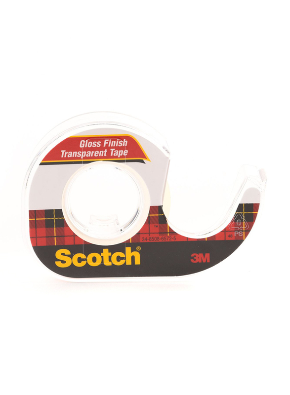 3M Scotch 144 Transparent Tape with Dispenser, Red/White
